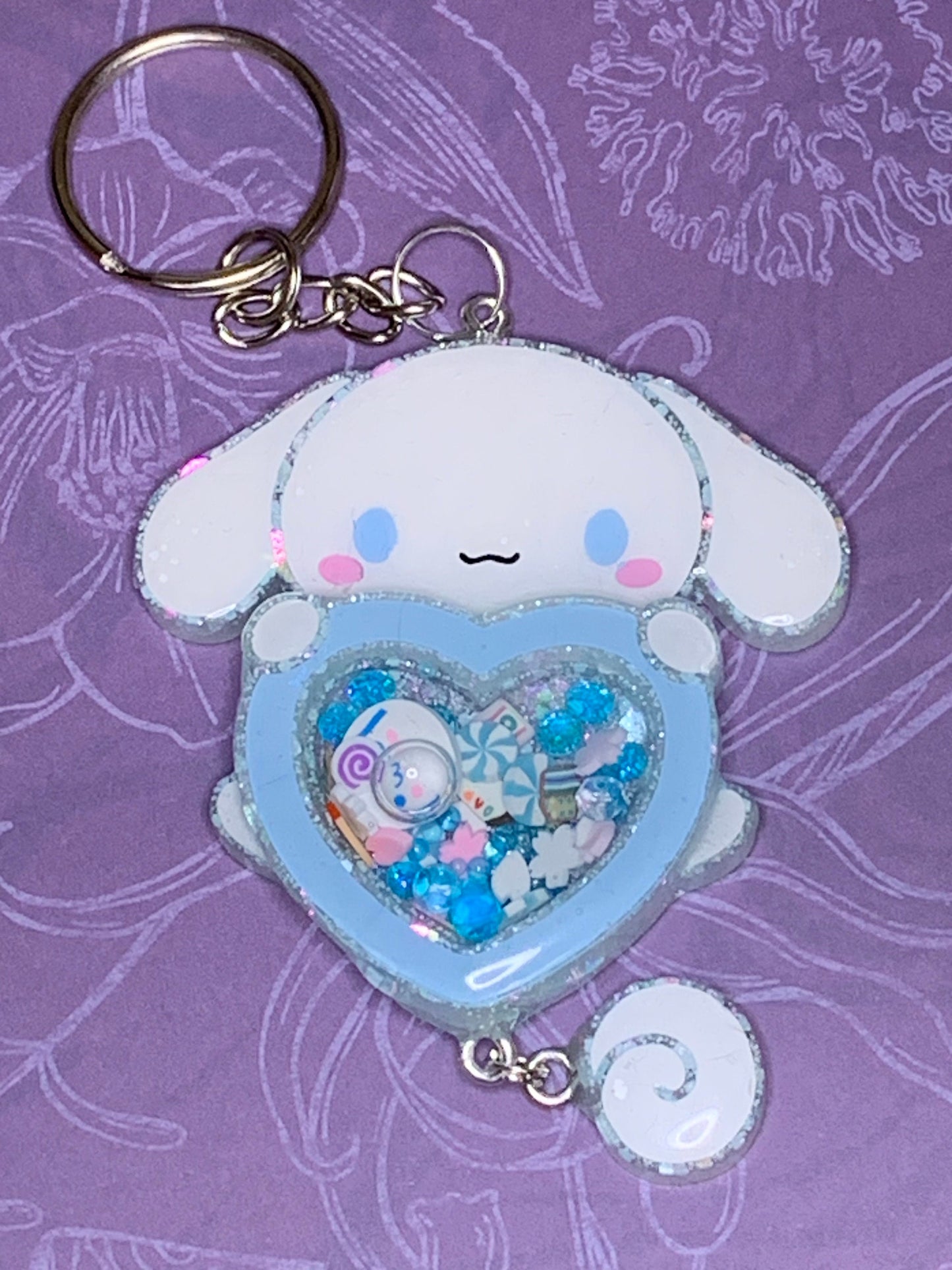 Made to Order Kawaii Kitty White Konnichiwa Hearts Set 1 Resin Shaker Anime Cosplay
