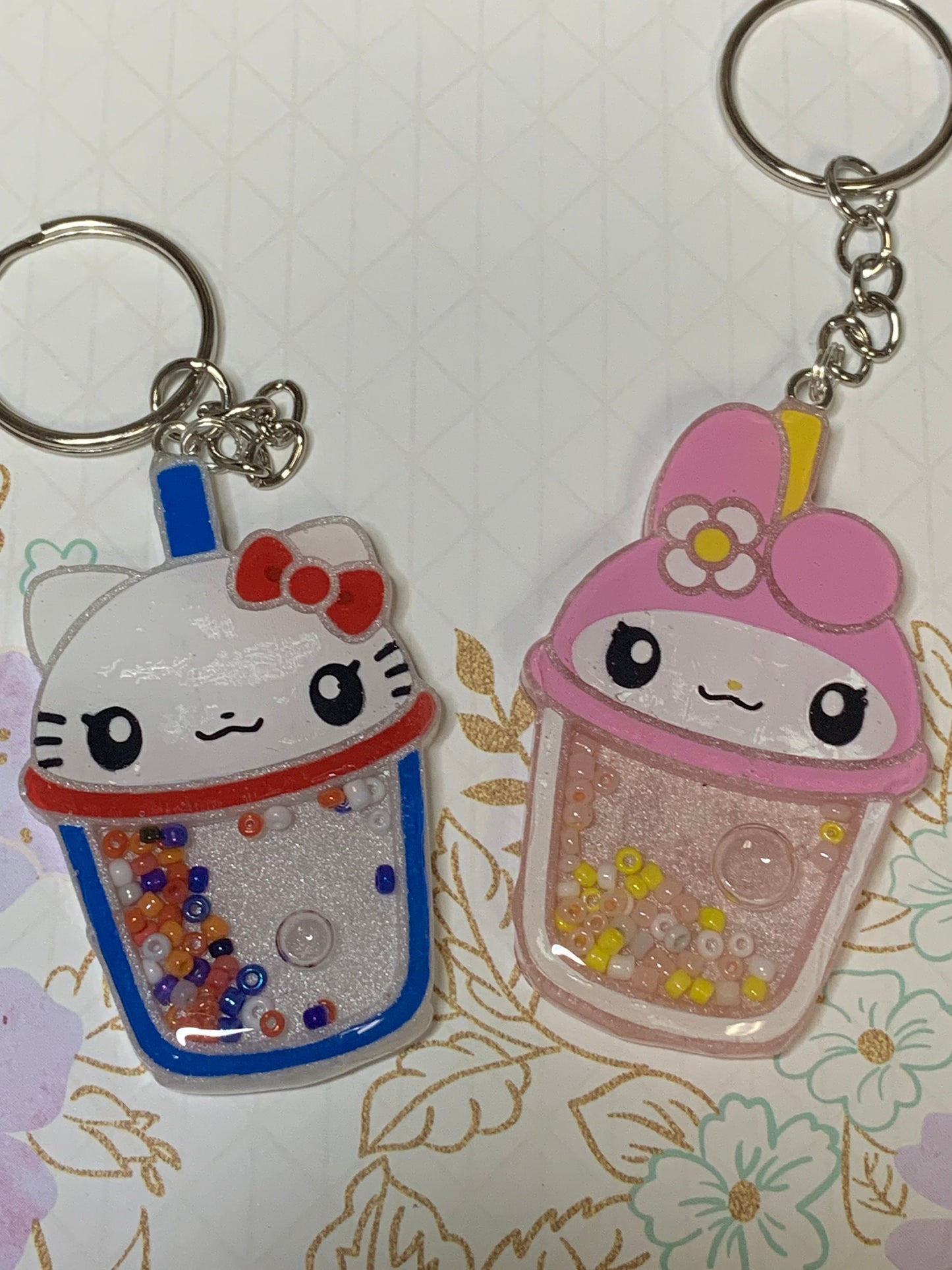 Made to Order Kawaii Kitty White Konnichiwa boba Teacups Resin Anime Cosplay