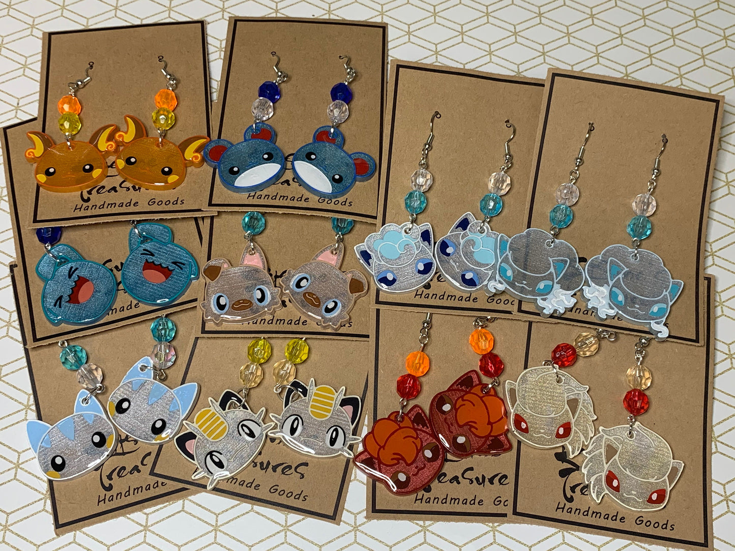 Made to Order Pocket Monster Fish Hook Earrings Set 6 Resin Cosplay Anime