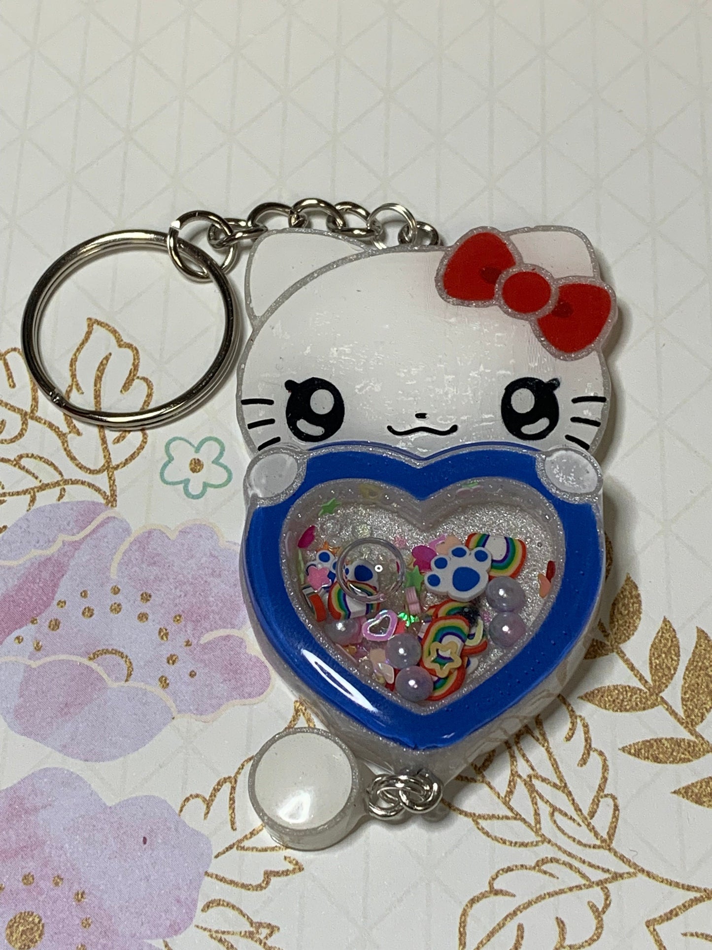 Made to Order Kawaii Kitty White Konnichiwa Hearts Set 2 Resin Anime Cosplay