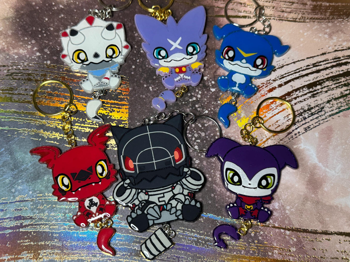 Made to Order Digital Monster Set 2 Dangle Tails Resin Anime Cosplay Accessory