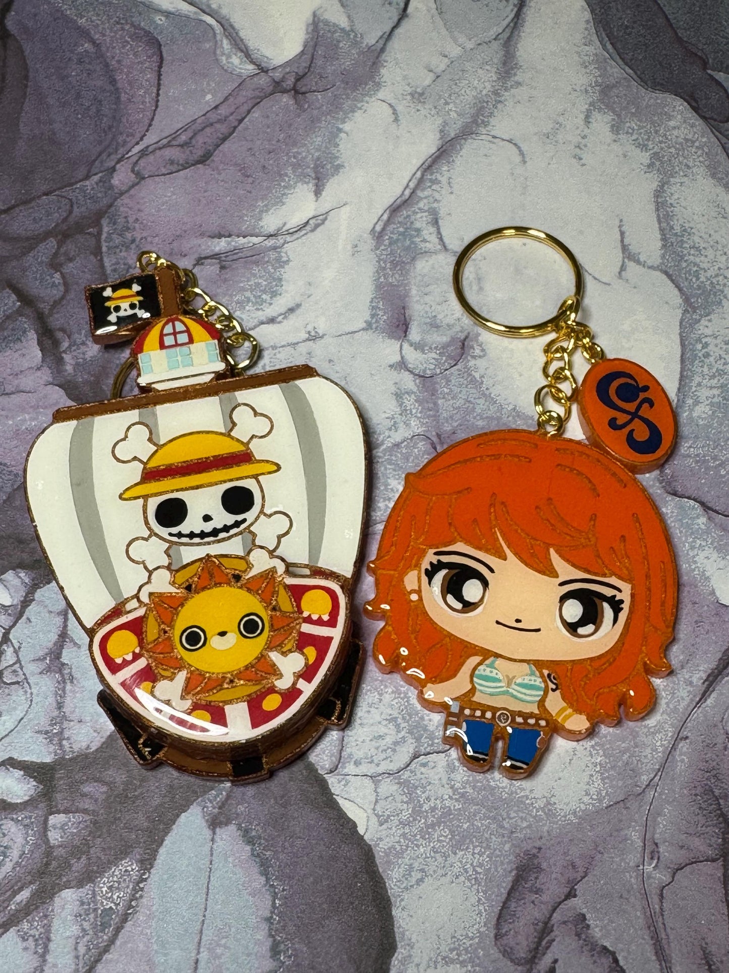 Handmade Resin Anime Accessories: Pirate Crew Phone Grip, Keychain, Magnet
