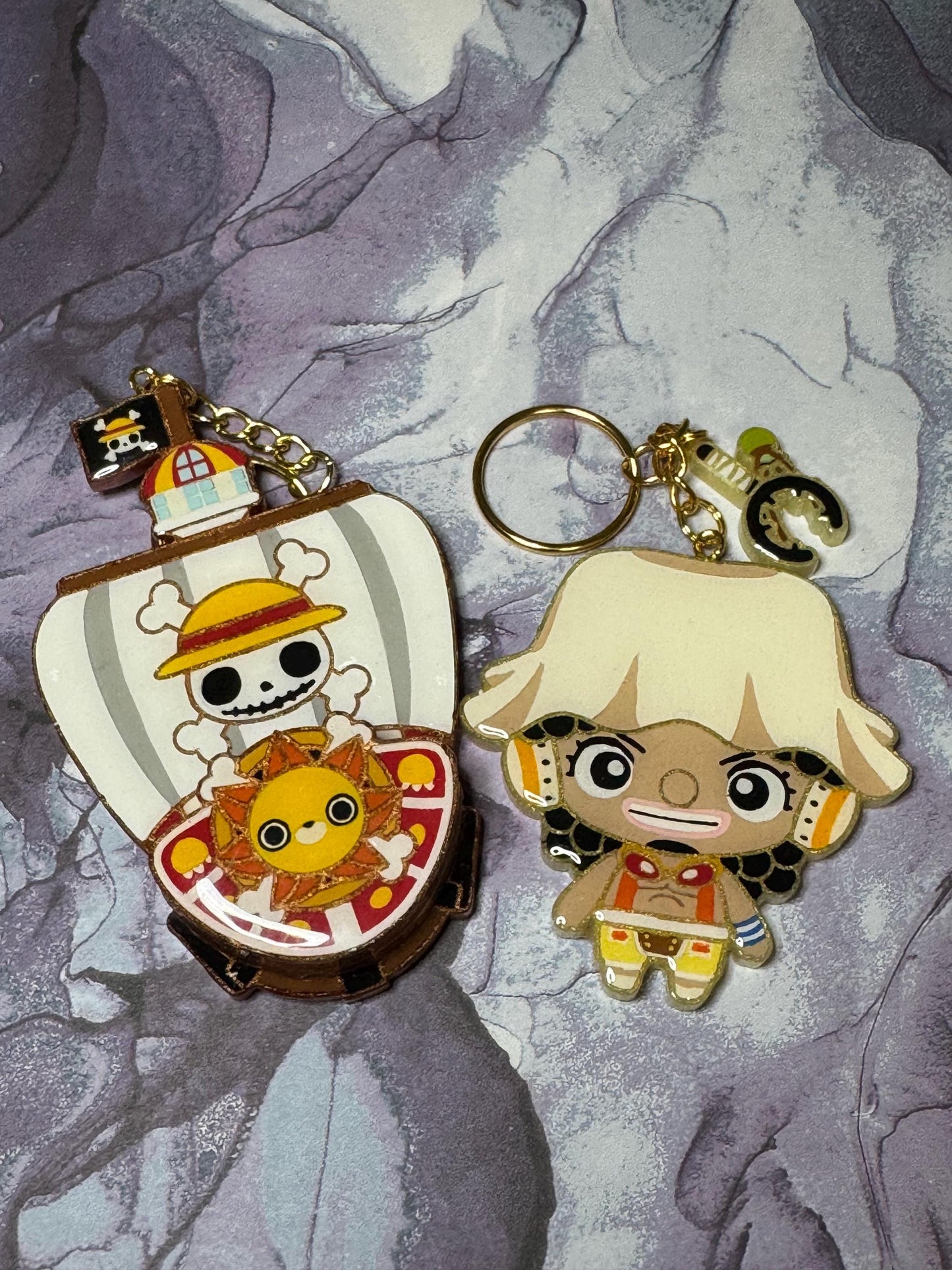 Handmade Resin Anime Accessories: Pirate Crew Phone Grip, Keychain, Magnet