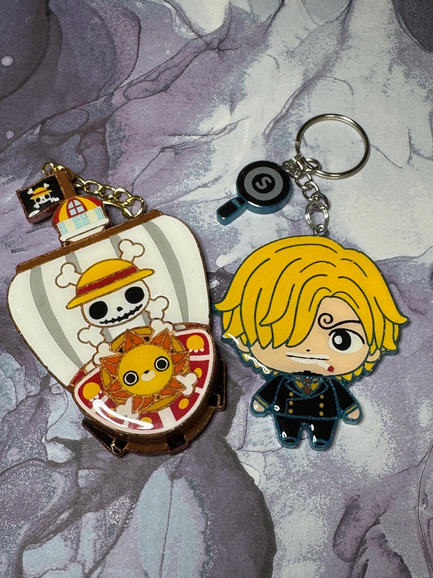 Handmade Resin Anime Accessories: Pirate Crew Phone Grip, Keychain, Magnet