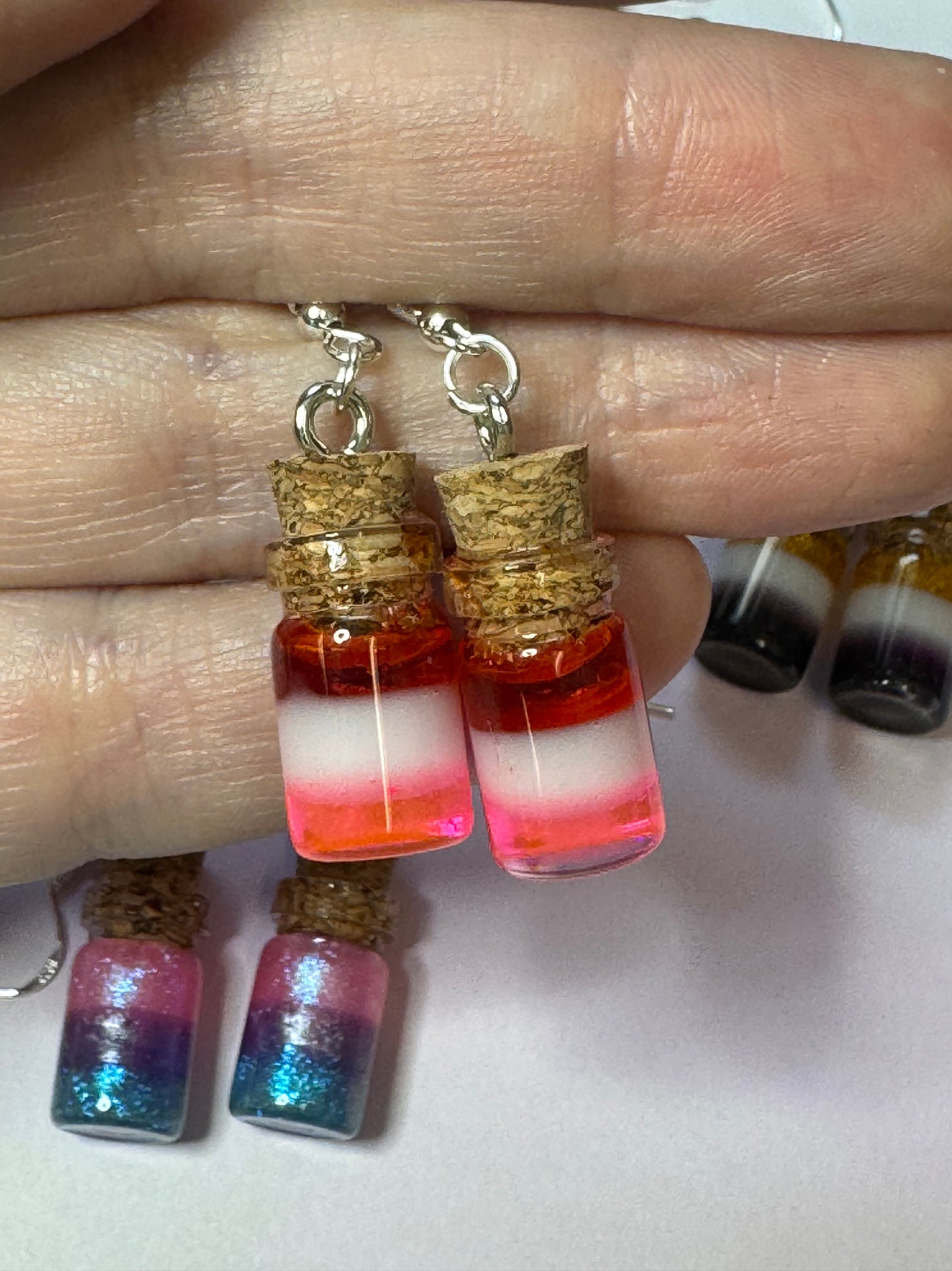 Made to Order - Pride Flag Potion Bottles - Fish Hook Earrings