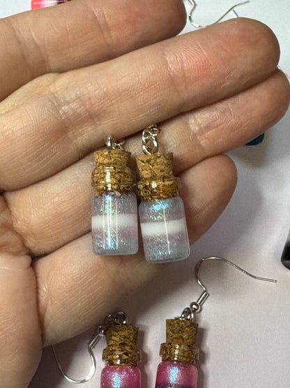 Made to Order - Pride Flag Potion Bottles - Fish Hook Earrings
