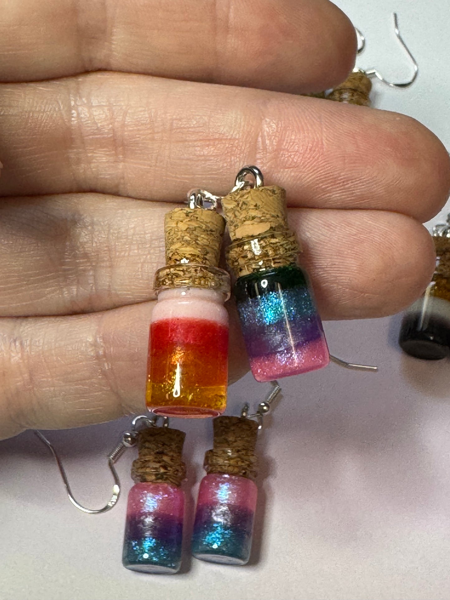 Made to Order - Pride Flag Potion Bottles - Fish Hook Earrings