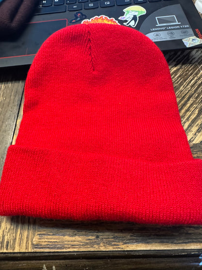 Clearance - Flare Beanie - Embroidered Knit - Handmade
