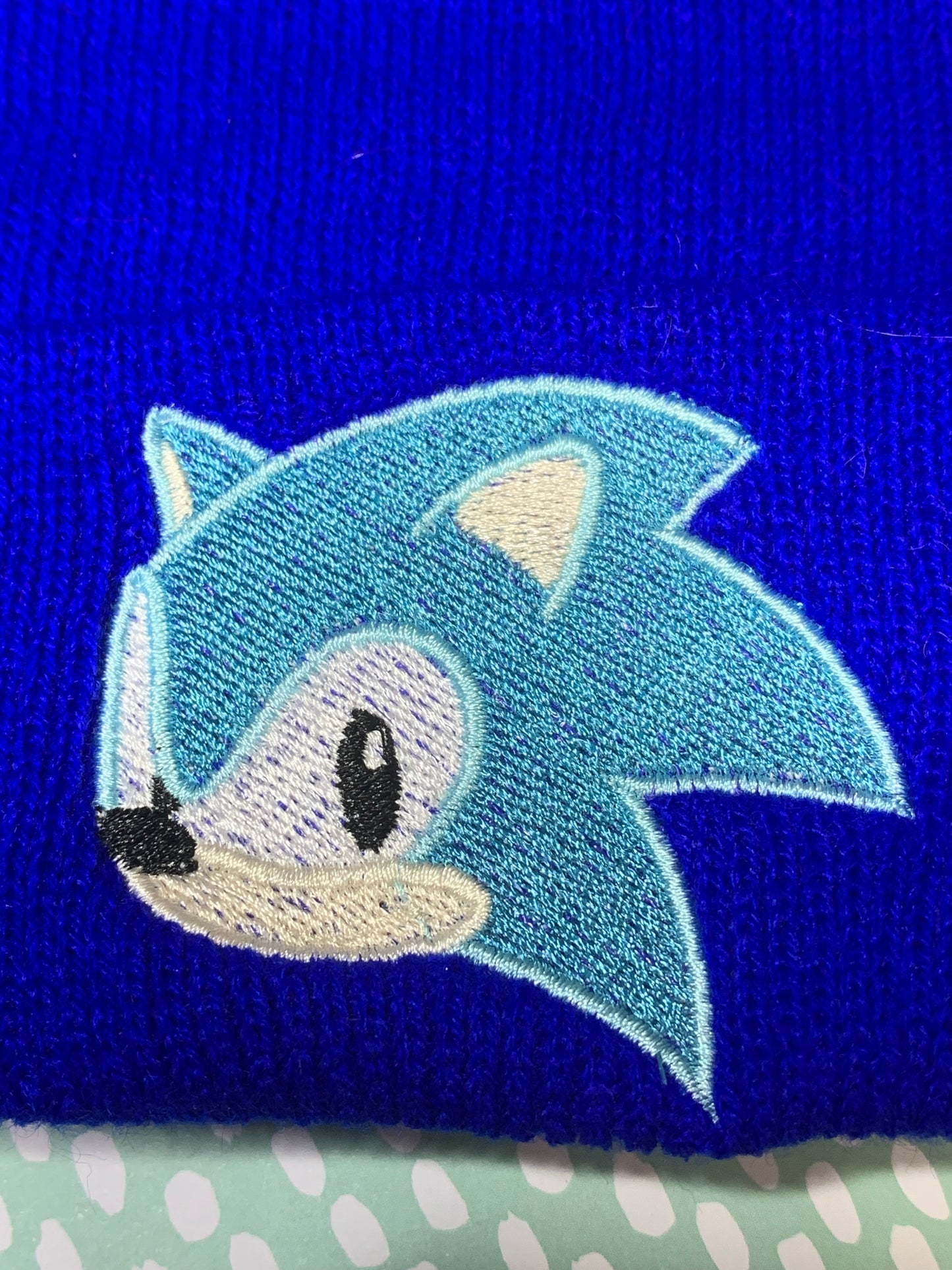 Pre-Made - Sonic the Hedgehog Embroidered Beanie