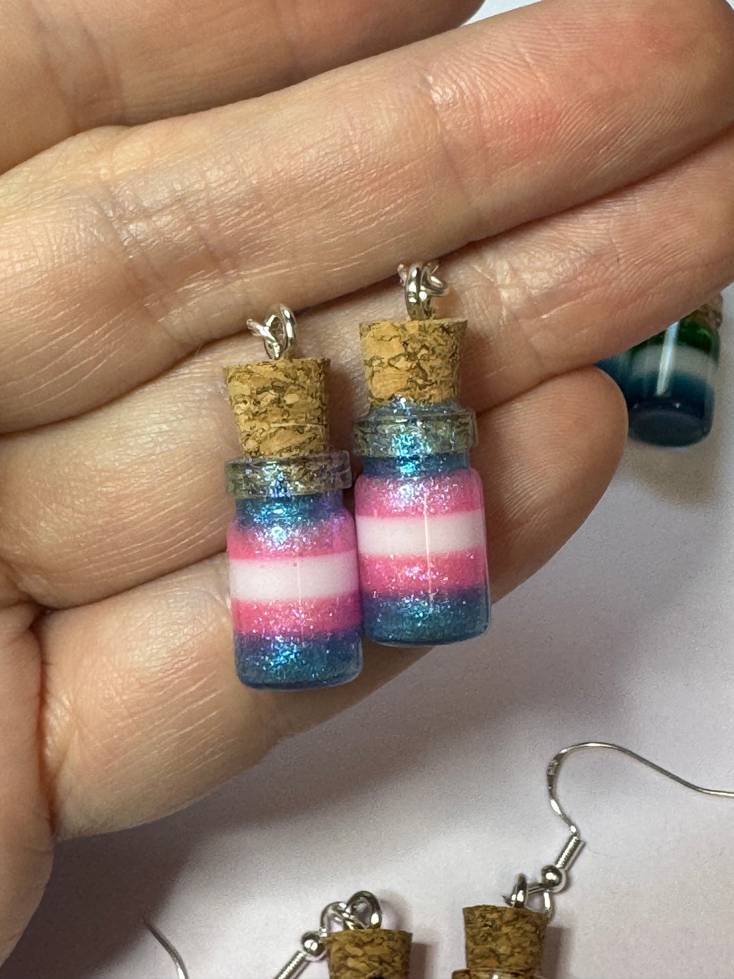 Made to Order - Pride Flag Potion Bottles - Fish Hook Earrings