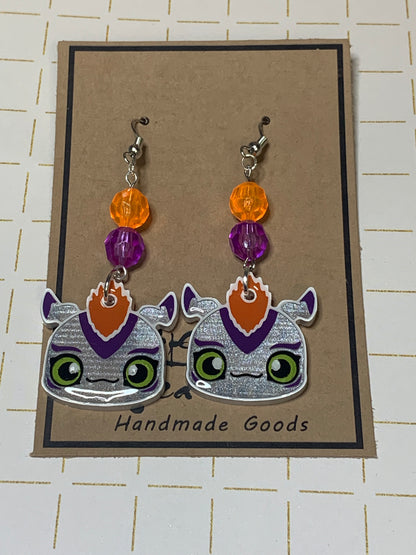 Made to Order - Digital Monsters - Fish Hook Earrings