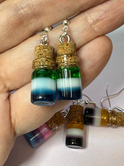 Made to Order - Pride Flag Potion Bottles - Fish Hook Earrings