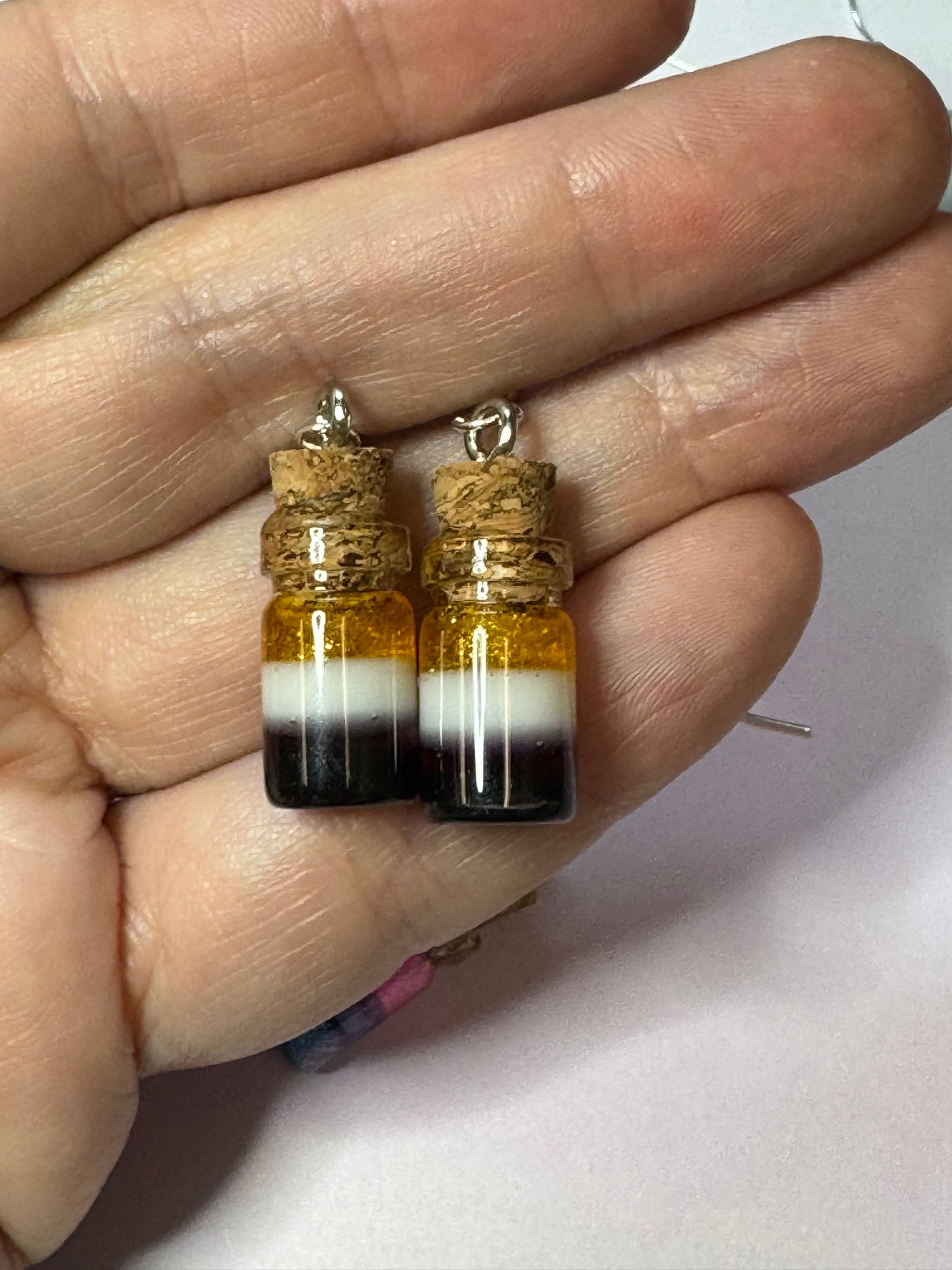 Made to Order - Pride Flag Potion Bottles - Fish Hook Earrings