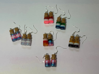 Made to Order - Pride Flag Potion Bottles - Fish Hook Earrings