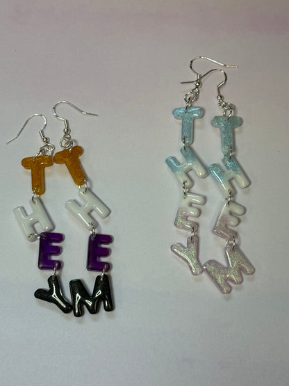 Made to Order - They/Them Pronouns - Fish Hook Earrings