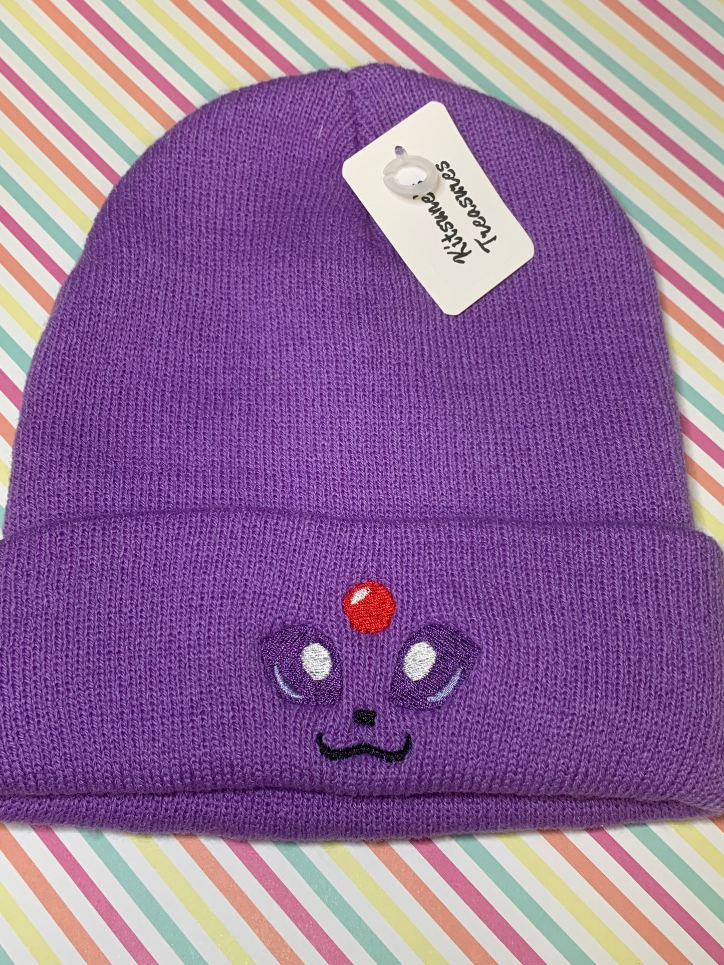 Pre-Made - Espeon Embroidered Beanie