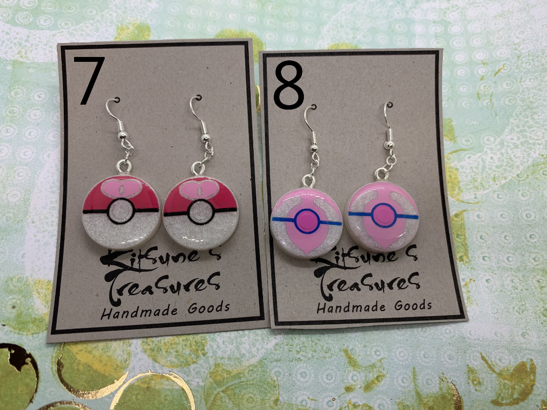 Made to Order - Pokeball Fish Hook Earrings