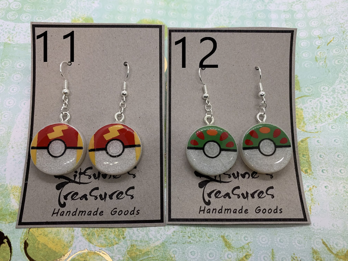 Made to Order - Pokeball Fish Hook Earrings