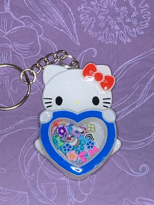 Made to Order Kawaii Kitty White Konnichiwa Hearts Set 1 Resin Shaker Anime Cosplay
