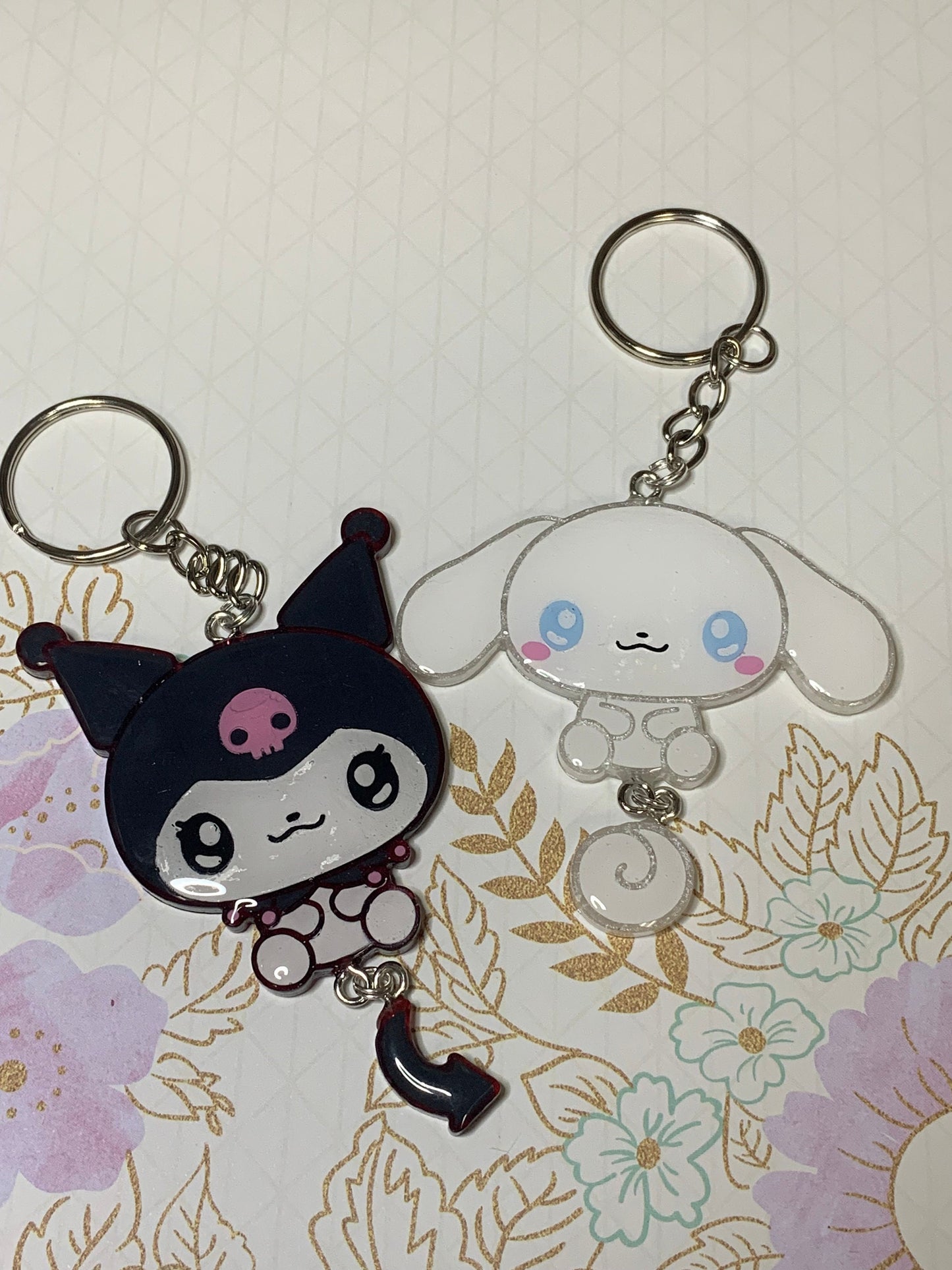 Made to Order Kawaii Kitty White Konnichiwa Flat Dangle Tail Resin Anime Cosplay