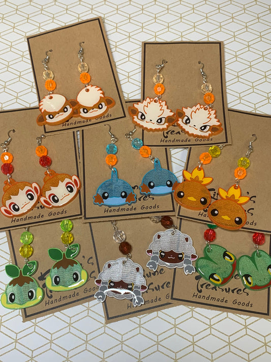 Made to Order Pocket Monster Fish Hook Earrings Set 5 Resin Cosplay Anime