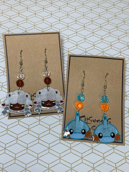Made to Order - Poke Monster - Fish Hook Earrings - Set 06