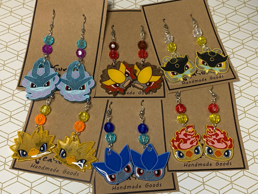 Made to Order Pocket Monster Fish Hook Earrings Set 7 Resin Cosplay Anime