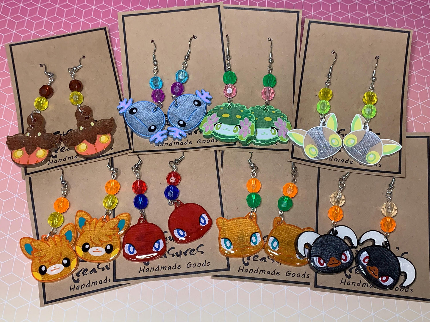 Made to Order - Poke Monster - Fish Hook Earrings - Set 09