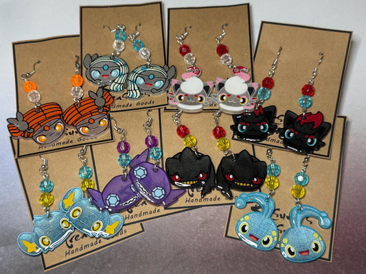 Made to Order - Poke Monster - Fish Hook Earrings - Set 11