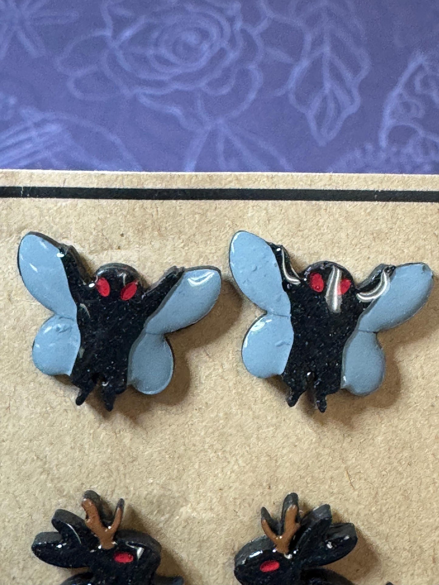 Made to Order Cryptid Stud Earrings Set of 4 Resin Cosplay Anime Spooky