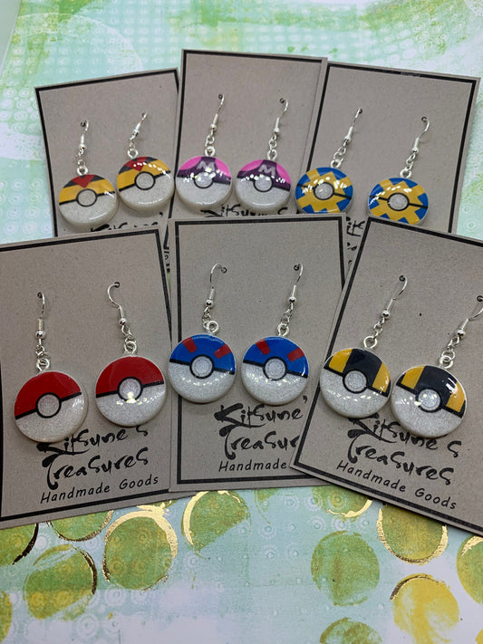 Made to Order - Pokeball Fish Hook Earrings