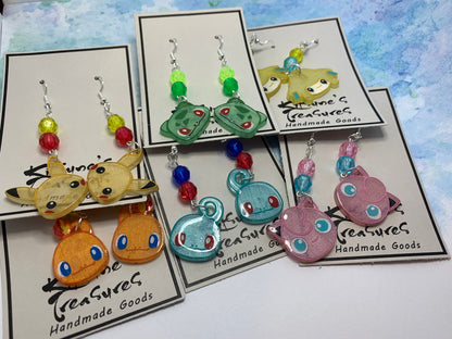 Made to Order - Poke Monster - Fish Hook Earrings - Set 01