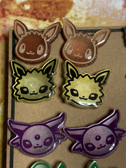 Made to Order - Eeveelution Tinies - Stud Earrings - Set of 9