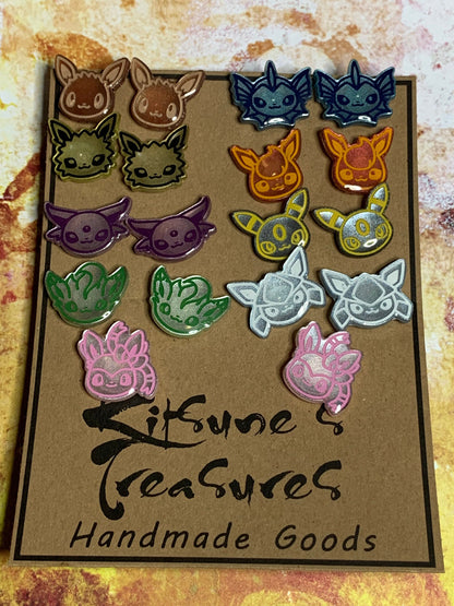 Made to Order - Eeveelution Tinies - Stud Earrings - Set of 9