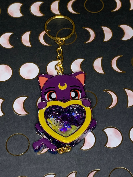 Made to Order - Celestial Moon Kitty Heart Shaker