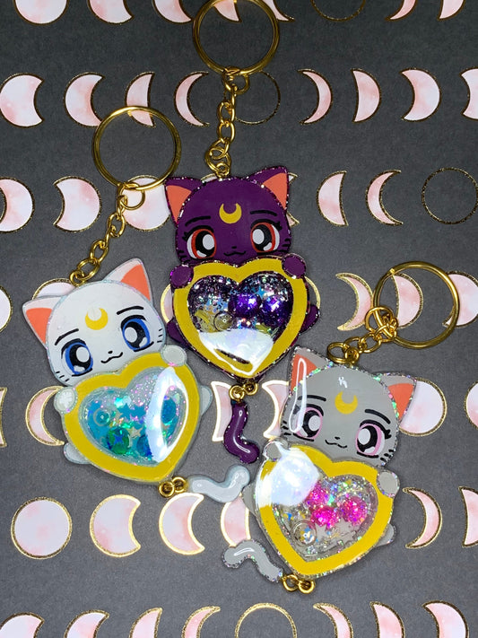 Made to Order - Celestial Moon Kitty Heart Shaker