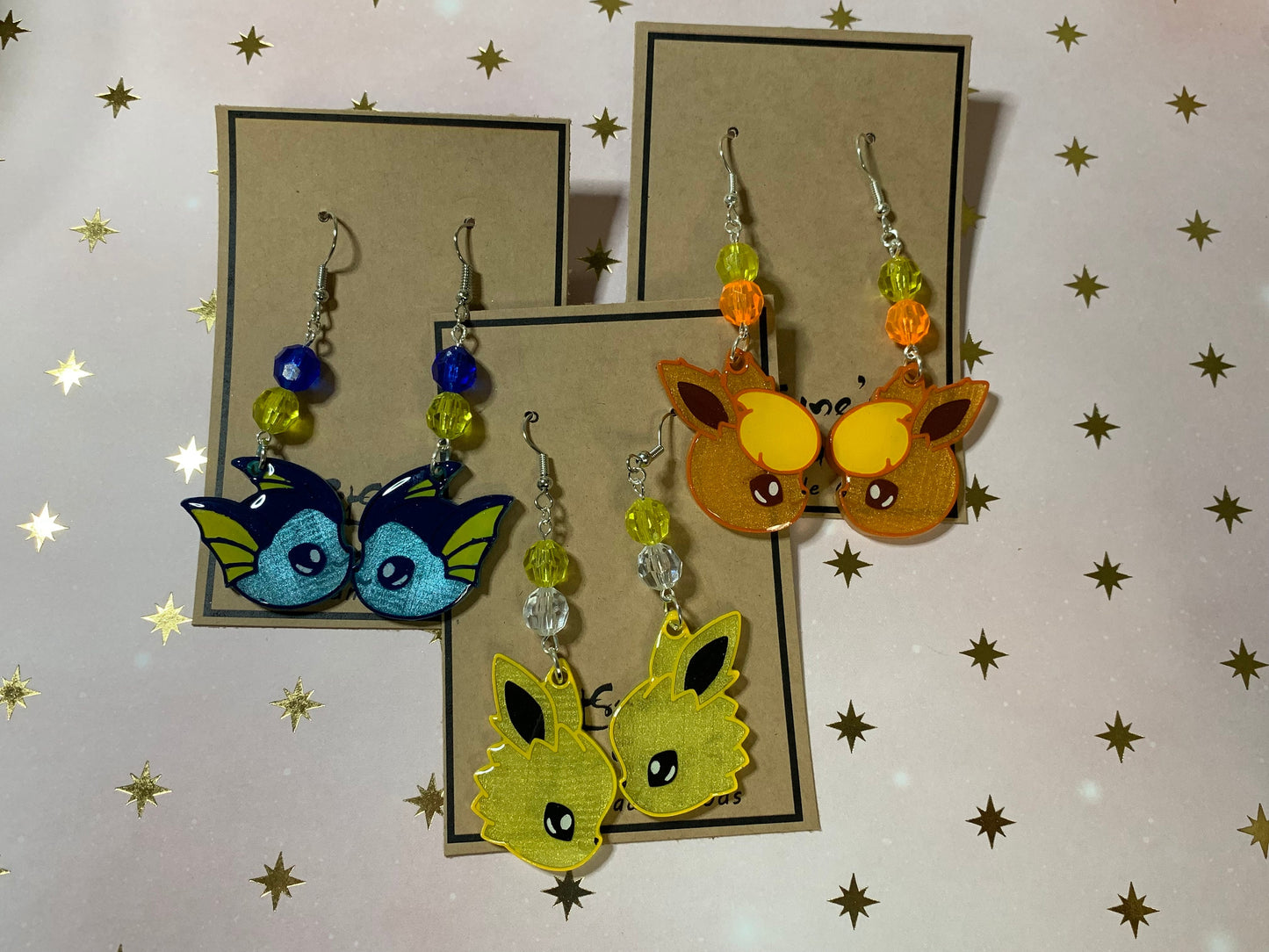 Made to Order - Eeveelution Side Fish Hook Earrings