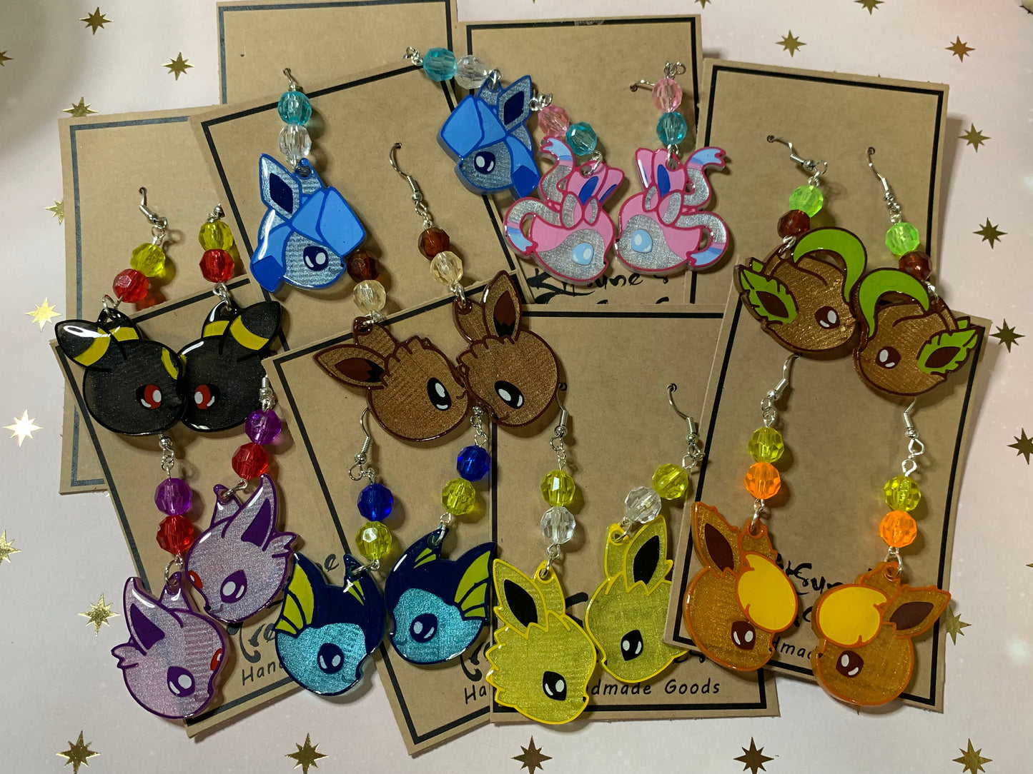 Made to Order - Eeveelution Side Fish Hook Earrings