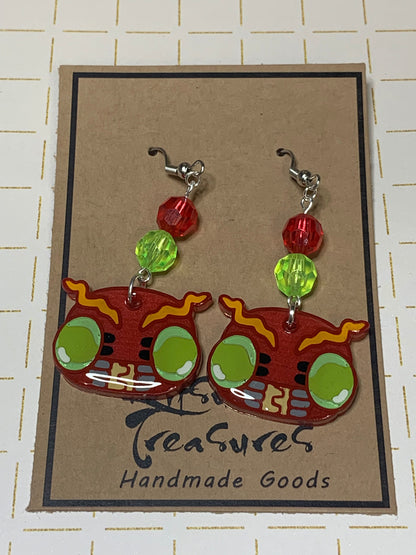 Made to Order - Digital Monsters - Fish Hook Earrings